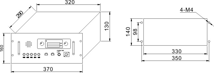 HKD-C PA flush type main unit dimension
